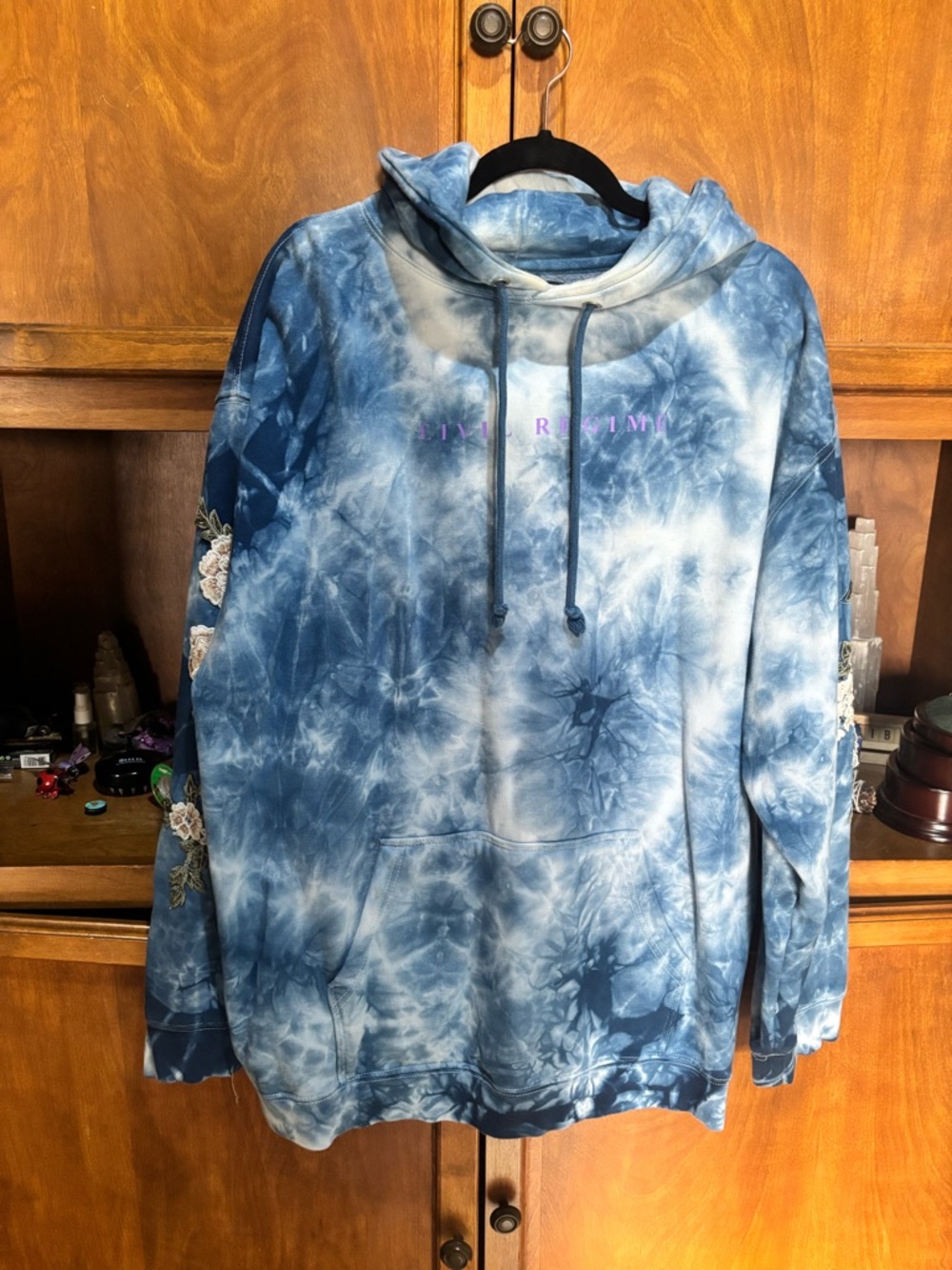 Tie-Dye Blue Hooded Pullover Sweater
